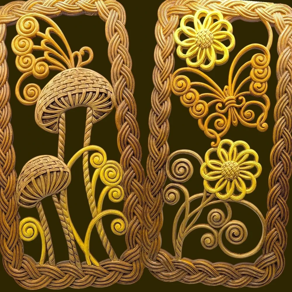 Vtg Mushroom Butterfly Wall Plaques Burwood 70s Plastic Butterfly Flowers #2459